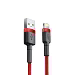 Busy Lightning USB Laddkabel Röd nylonflätade 2m