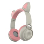 Huikanga Cat Ear Bluetooth Headset Headset Wireless Luminescence Cute Cat Ear LED Breathing Light (Color : Pink)