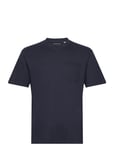 Basic T-Shirt With Pocket Tops T-shirts Short-sleeved Navy Tom Tailor
