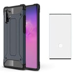 Phone Case for Samsung Galaxy Note 10 Plus/5G with Tempered Glass Screen Protector and Rugged Protective Accessories Shockproof Hybrid Dual Layer Note10plus10plus Ten Note10+ 10+5g 10+ Pro Blue