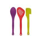 Colourworks 3-Piece Silicone Cooking Utensils Set, Spoon, Spoon Spatula & Slotted Fish Slice, Kitchen Cooking & Baking Tools, Bright Multi-Coloured & BPA Free, Dishwasher Safe Non Scratch Accessories