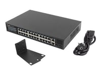 Lanberg - Switch - Ohanterad - 24 X 10Base-T + 2 X Combo Gigabit Sfp/Rj-45 (Upplänk) - Rackmonterbar - Poe+ (250 W)