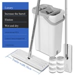 flatmop-c Mop And Buckets Sets Hand Spin Cleaning Mop Easy Self Wringing Dust Mops With Bucket Flat Squeeze Mop With 2/3 PCS Microfibe For household cleaning