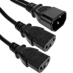 BeMatik - Câble d"alimentation IEC-60320 1,8 m (2xC13/1xC14)