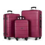 LUGG Jetset Lot de 3 valises de voyage à coque rigide, 50,8 cm, 63,5 cm, solides et légères avec serrure TSA, roues lisses à 360°, poches intérieures – Approuvé par les compagnies aériennes, bordeaux,