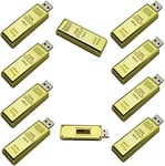A Plus+ 10 Pack 64GB USB 3.0 Flash Memory Stick PenDrive Bullion Gold Bar Design for Business