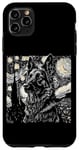 Coque pour iPhone 11 Pro Max Chien Berger Allemand Van Gogh Nuit étoilée