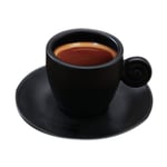 Espresso Coffee Cups Saucers Set Matte Ceramic Fancy Coffee 90 ml（3.2 OZ）Tea Cups  (Matte Black 1 Cup)