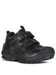 Geox Boys Savage Leather Strap School Shoe - Black, Black, Size 1.5 Older