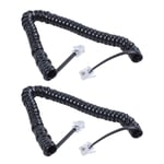2X Replacement RJ9 4P4C Plug Coiled Stretchy Telephone Handsets Cable Line9562