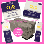 LACURA Q10 Face Cream Day Night Serum  Eye Cream  Set + FREE Make Up Bag Aldi