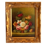 Steve Art Gallery Blommor, Oljemålning Med Ram, Innermått 20x25 Cm