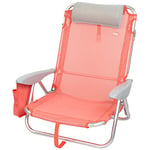 AKTIVE 62629 Chaise de Plage Pliable avec Coussin 51 x 45 x 76 cm, Couleur Corail avec poignée de Transport, inclinable 4 Positions, accoudoirs ergonomiques, Flamingo