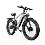 Elcykel Duotts ​​F26 Dubbel 750W*2 Motor 48V 20AH Batteri Upp Till 120KM Max Räckvidd, 26"*4 Fat Tire Silver