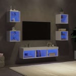 vidaXL 7 Piece TV Wall Units with LED White Engineered Wood UK GF0