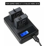 2 pièces Full Decode Hero 8 7 Black Hero 6 5 batterie + LCD double chargeur pour GoPro Hero 5 6 7 noir Go Pro 8 accessoires de charge