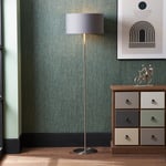 Tall Silver Floor Lamp With Grey Lampshade Modern Standard Lamps For Living Room