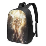 Lawenp Glow Glowing Eyes Goku Super Saiyan Laptop Backpack- with USB Charging Port/Stylish Casual Waterproof Backpacks Fits Most 17/15.6 Inch Laptops and Tablets/for Work Travel School