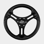 Schmitt Båtratt motorbåt Torcello 355, aluminium med polyuretan, Ø355 mm, nav, passar 3/4" (19 mm) rattaxel, svart