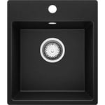 Evier Cuisine en Granit Noir, 38 x 44 cm, Évier 1 bac + Kit de Vidage, Évier Encastrer au meuble 40cm de Primagran