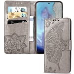 IMEIKONST Huawei P30 Pro Case Elegant Embossed Flower Card Holder Bookstyle wallet PU Leather Durable Magnetic Closure Flip Kickstand Cover for Huawei P30 Pro Butterfly Grey SD