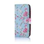 32nd Floral Series - Design PU Leather Book Wallet Case Cover for Motorola Moto G5 Plus, Designer Flower Pattern Wallet Style Flip Case With Card Slots - Spring Blue