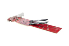 StarTech.com Dual M.2 PCIe SSD Adapter Card, x8 / x16 Dual NVMe or AHCI M.2 SSD to PCI Express 4.0, Up to 7.8GBps/Drive, For 2242/2260/2280/22110mm PCIe M-Key M2 SSDs, Bifurcation Required - PC/Linux Compatible (DUAL-M2-PCIE-CARD-B) - gränssnittsadapter -
