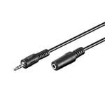 Goobay 50090 Headphone and Audio AUX Extension Cable, 3-pin, 3.5 mm, Black, 4 mm Diameter, 5 m Cable Length