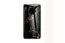 Wisetony Coque et étui téléphone mobile en verre trempé antichoc marbre pour huawei y5 2018 - noir&or