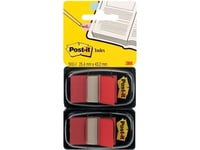 Indeksfaner, Post-It Index, Medium, I Dobbeltpakke, Rød, Pakke A 50 Ark