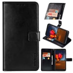 Oppo A92 Premium Leather Wallet Case [Card Slots] [Kickstand] [Magnetic Buckle] Flip Folio Cover for Oppo A92 Smartphone(Black)