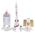 EXCEART 7Pcs Space Rocket Model Playset Plastic Space Toy Set Cake Topper Desktop Decor with Astronauts Rockets and More Educational Toy for Kids Boys Birthday Gift White