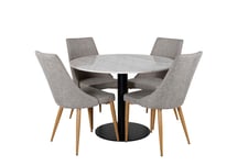 Venture Design Estelle & Leone matgrupp Ljusgrå/vit 4 stolar & bord 106 cm