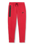 NIKE FD3287-672 B NSW TECH FLC PANT Pants Boy's LT UNIV RED HTR/BLACK/BLACK Size S