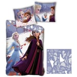 Aymax - Parure de lit réversible - La reine des neiges - Anna et Elsa à la neige - 140 cm x 200 cm