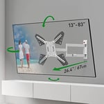 Barkan Longueur 76cm Blanc Support TV Mural pour écrans 13-65 Pouces, Inclinable et orientable, Mouvement Complet, Poids Max. 36Kg, Extra Extensible, pour LED OLED LCD, Max. VESA 400x400