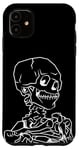Coque pour iPhone 11 Van Gogh Line Art, Tête de squelette