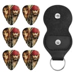 Porte-clés Pirates des Caraïbes en cuir avec 6 médiators - Cadeau idéal pour tous les joueurs de guitare homme et femme
