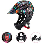 DUDUCHUN Kids Helmet,Full Face Bicycle Helmet Adjustable Detachable Helmet with Rear Light and 16-Hole Breathable Helmet,for 5-14 Years Teens Helmet Sports Gear,B,43~54cm