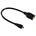 Hama Câble adapt. USB 2.0, OTG, f. mâle micro-B - f. A femelle, 15 cm, noir