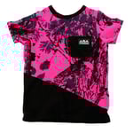 Ridgeline Spliced Kids Fleece T-Shirt Hyper Pink Camo/Black 8