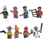 8pcs Plants Vs. Zombies Series Repairer Iron Bucket Farmer Zombie Assembled Building Block Miniature Toy