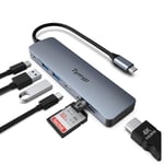 Tymyp Hub USB C, Adaptateur 7 en 1 de Type C avec HDMI 4K, USB C 3.0, 2 USB 3.0, Lecteur de Carte SD/TF, hub USB C 3.0 PD 100 W pour MacBook Pro/Air, Huawei MateBook, Dell et Autres appareils de Type