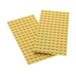 2 x LEGO 8x16 TAN Plate Baseplate Base - 8x16 STUDS (PINS)  - Brand New