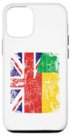Coque pour iPhone 15 Pro Demi drapeaux britanniques béninois | Bénin UK vieilli vintage