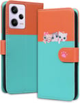 Housse Pour Xiaomi Redmi Note 12 Pro Animaux Dessin Animé Etui Pour Coque Redmi Note 12 Pro 5g Avec Fentes Pour Cartes Coque Xiaomi Redmi Note 12 Pro Pour Redmi Note 12 Pro Bleu Orange