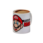 Avilia Tasse à thé ou café avec décoration Super Mario – Tasse avec design de jeu vidéo, excellente idée cadeau, en céramique, 10 x 9 cm, 325 ml, blanc et rouge