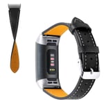 Fitbit Charge 4 / 3 genuine leather watch band - Black Svart