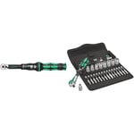 Wera Click Torque A 5 Adjustable Torque Wrench, 1/4" Square Drive, 2.5-25 Nm, 05075604001 & 8100 SA 6 Zyklop Speed Ratchet Set, 1/4" Drive, Metric, Silver, 28 Pieces - 05004016001