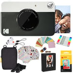 KODAK Printomatic Instant Camera (Black) Gift Bundle + Zink Paper (20 Sheets) + Case + 7 Sticker Sets + Markers + Photo Album
